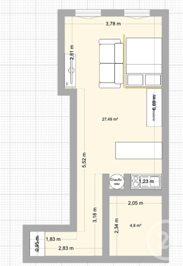 Afficher la photo en grand Appartement F1 à vendre - 1 pièce - 30,20 m2 - Bordeaux - 33 - AQUITAINE