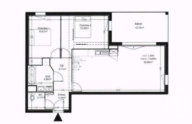 Appartement T3 &agrave; louer - 3 pi&egrave;ces - 67,46 m2 - Villenave D Ornon - 33 - AQUITAINE